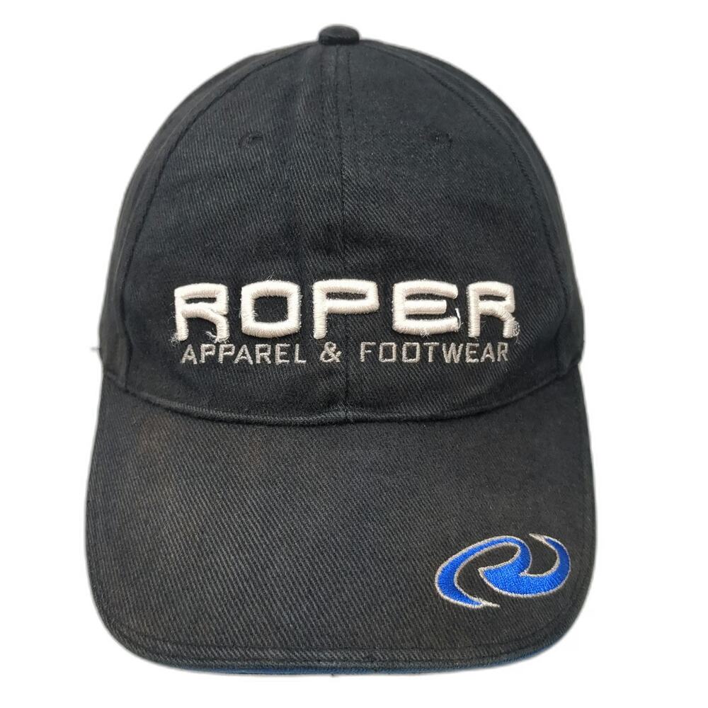 Roper Baseball Cap Black One Size Strapback Embroidered Logo Apparel Hat